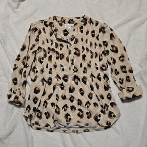Kim Rogers Leopard Print Blouse - Black and Tan